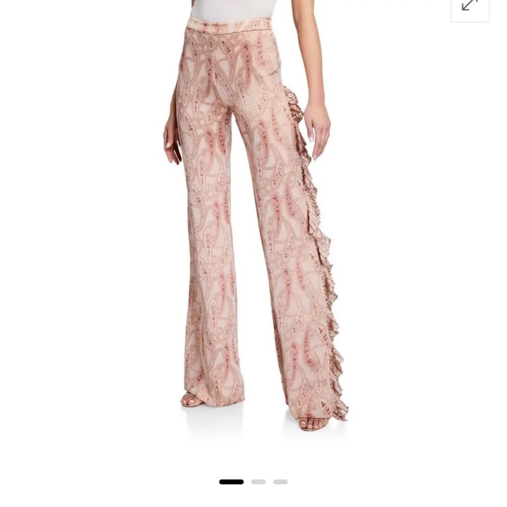 ALEXIS Izami Paisley-Print Ruffle Pants - Blush